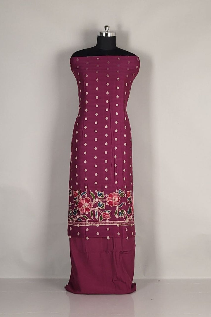Salwar Suit Piece in Magenta Chanderi Cotton – Rakhi Gift