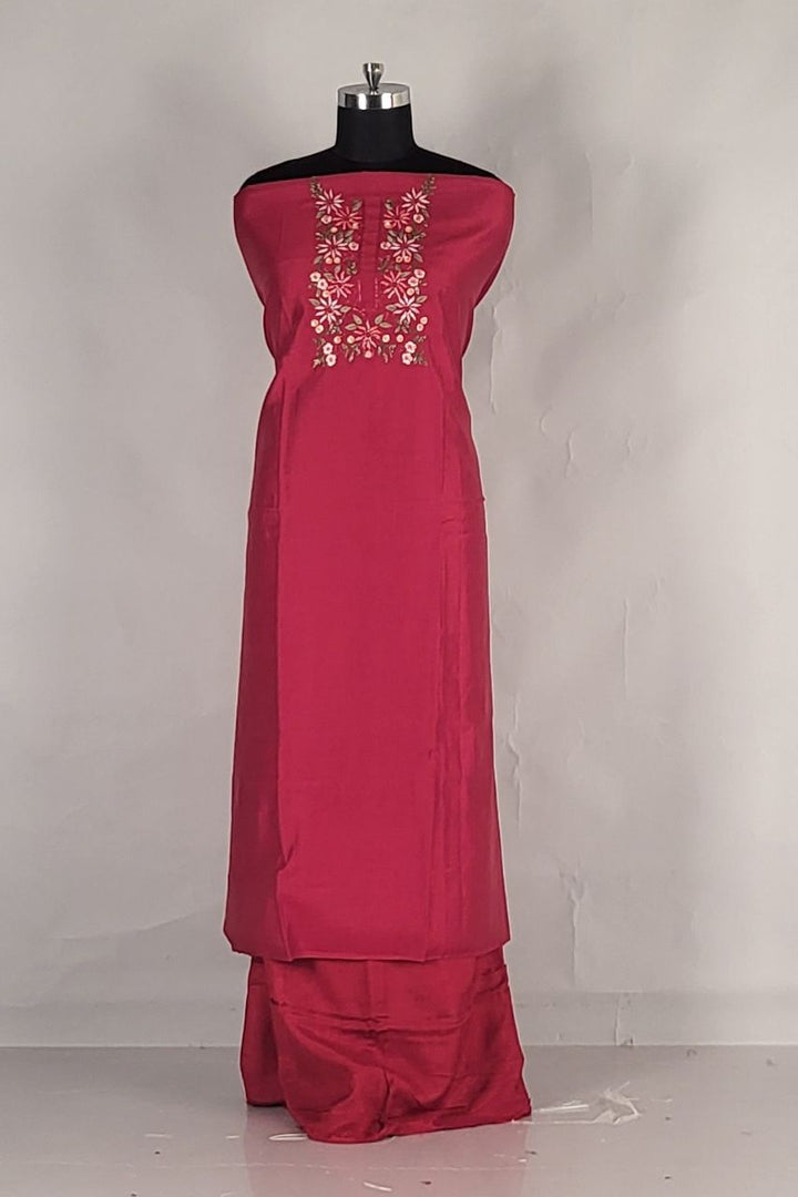 Salwar Suit Piece in Maroon Colour- Silk Fabric