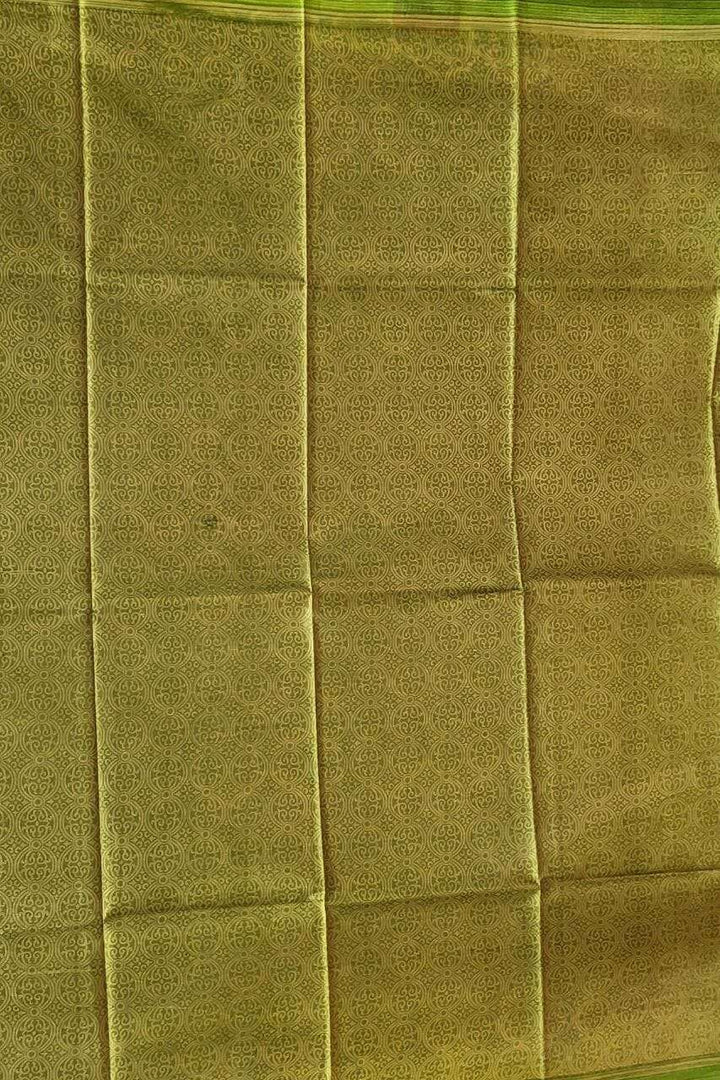 Printed Mulberry Silk Saree- Green Colour