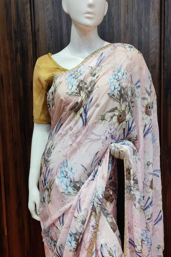 Saree In Pink Color