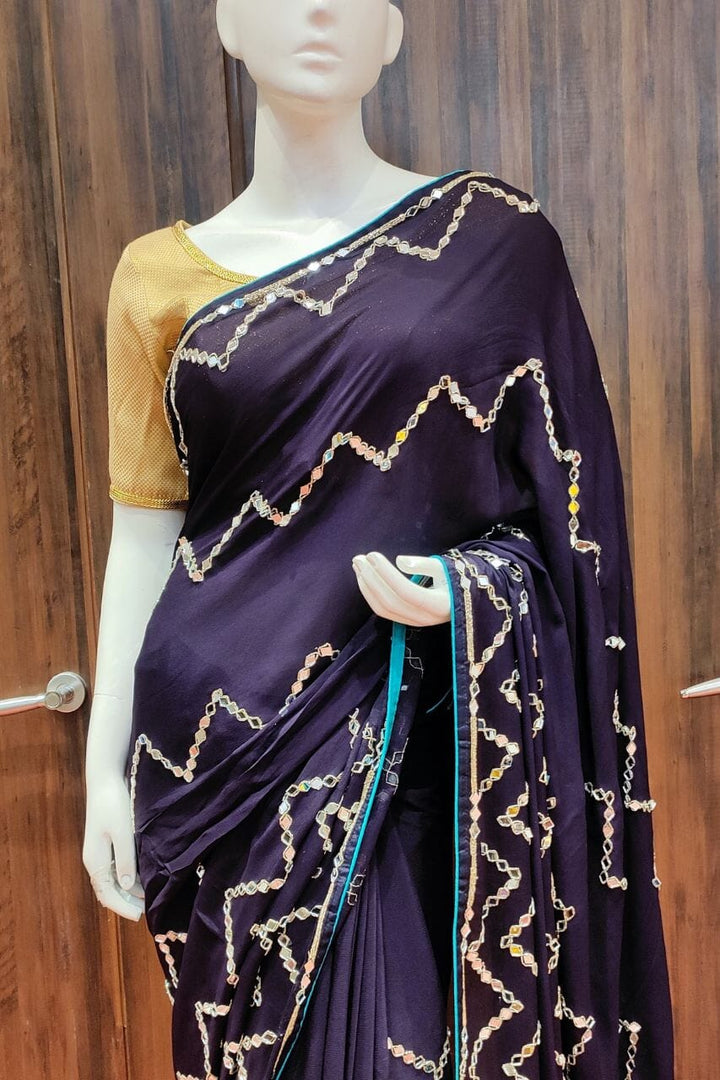 Saree With Mirror Work 