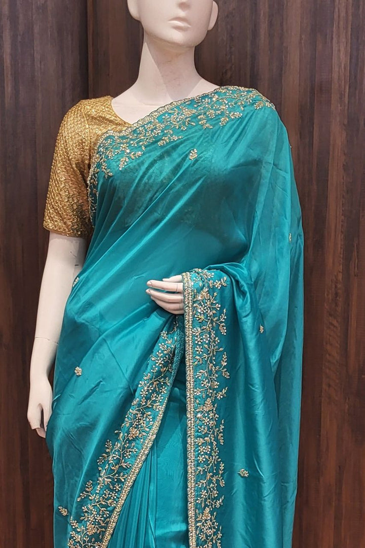 Eid Special Organza Saree With Zardosi Work