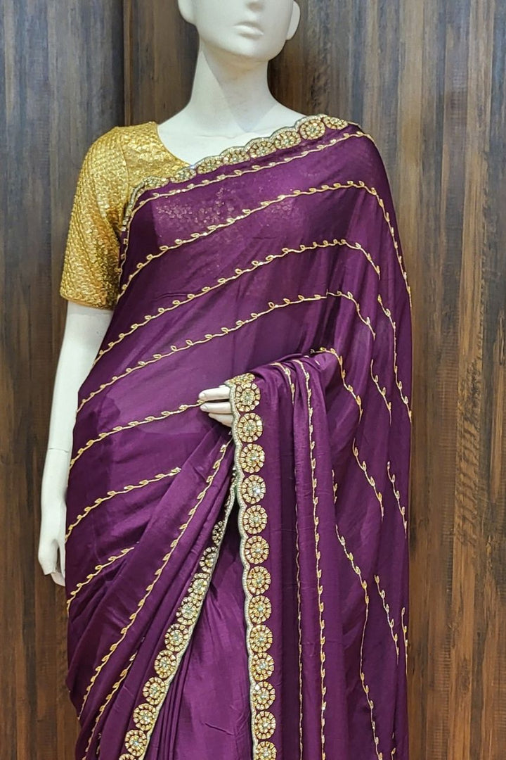 Eid Special Saree in Wine Colour