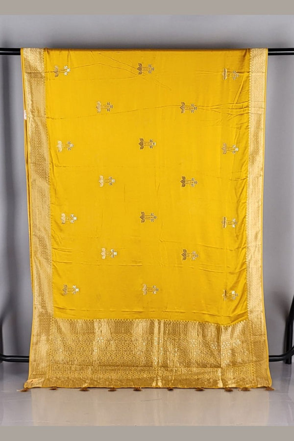 Saree for Ashtami Look on Yellow Satin