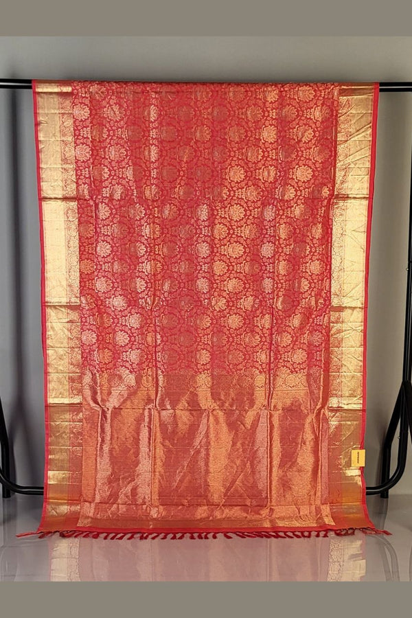 Saree in Red Uppada Embossed Silk for Wedding
