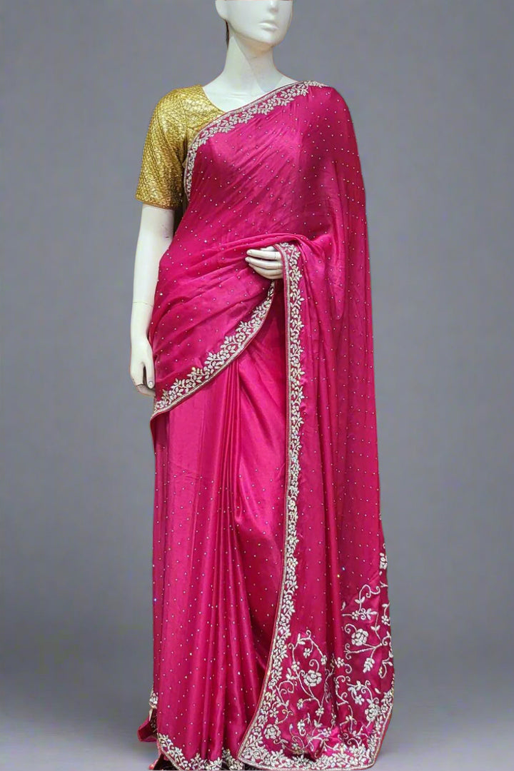 Party Wear Satin Saree with Thin Border