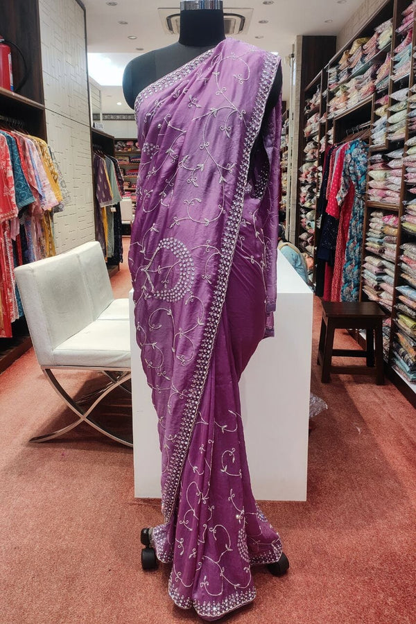 Satin Silk With Stone Work Saree