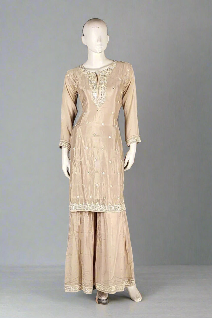 Sharara Suit in Silk with Thread Work