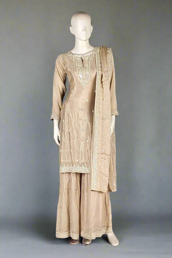 Sharara Suit in Silk with Thread Work