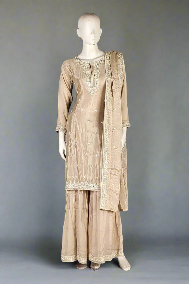 Sharara Suit in Silk with Thread Work