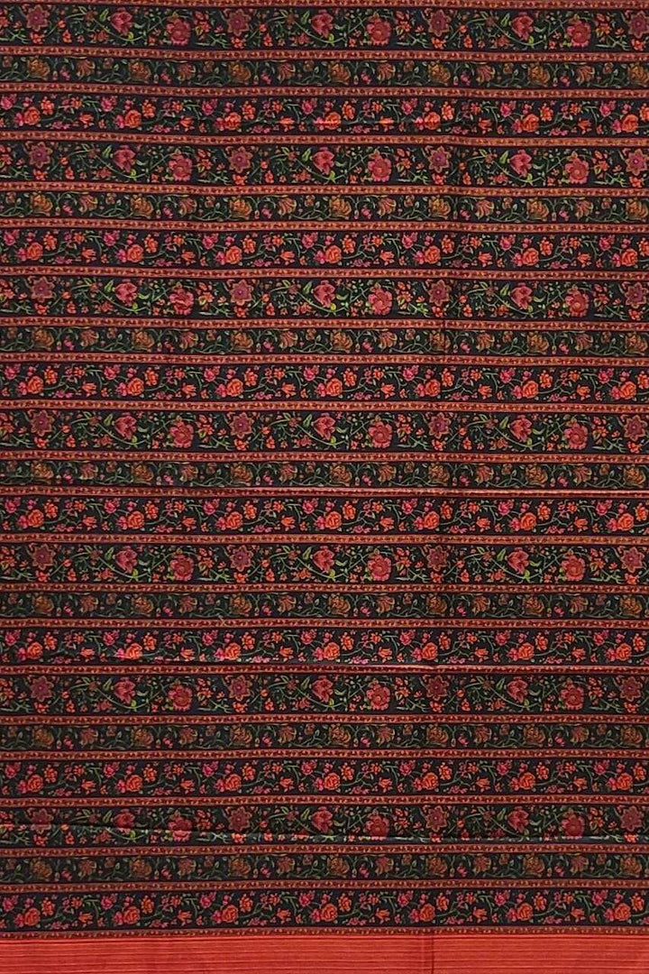 Printed Silk Mulberry Saree for Office Wear- Black Colour