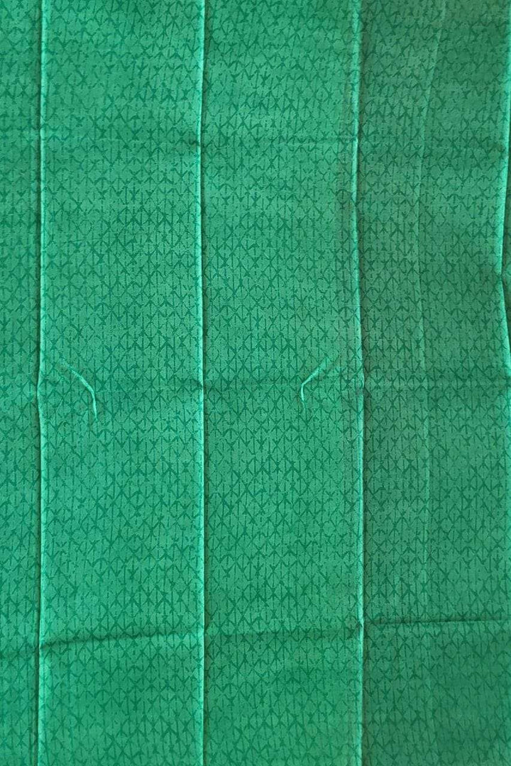 Printed Habotai Silk Saree- Turkish Green Colour