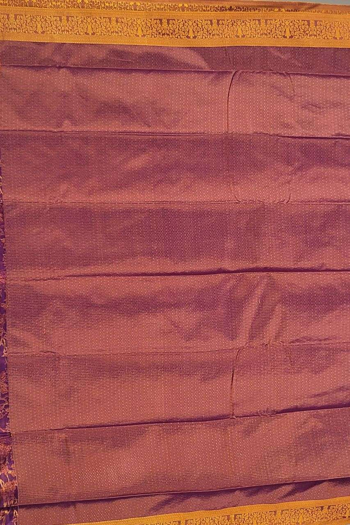 Embossed Silk Saree with Resham Work – Puja Wear