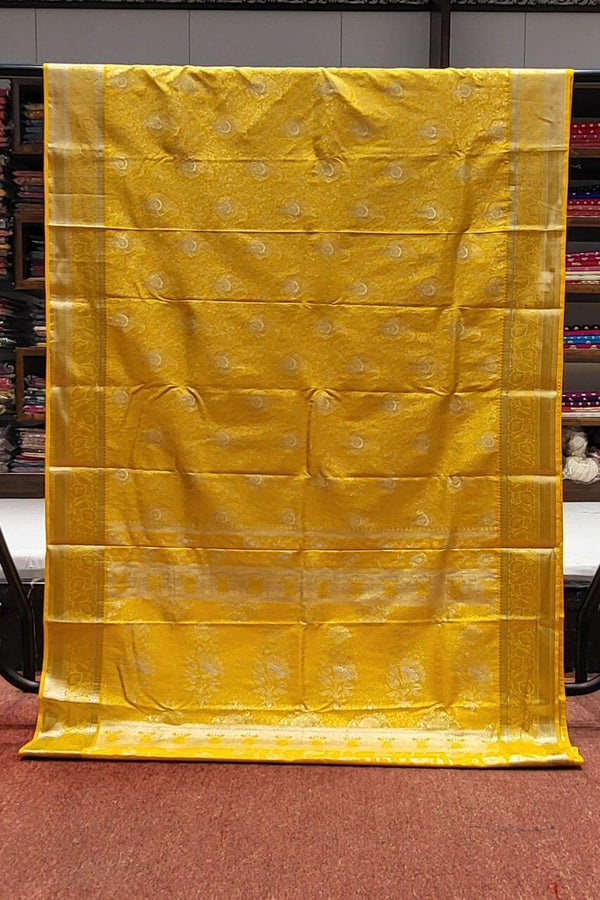 Silk Saree In Yellow With Zari Woven