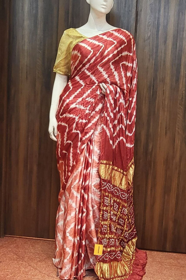 Silk Saree With Lehariya Printed
