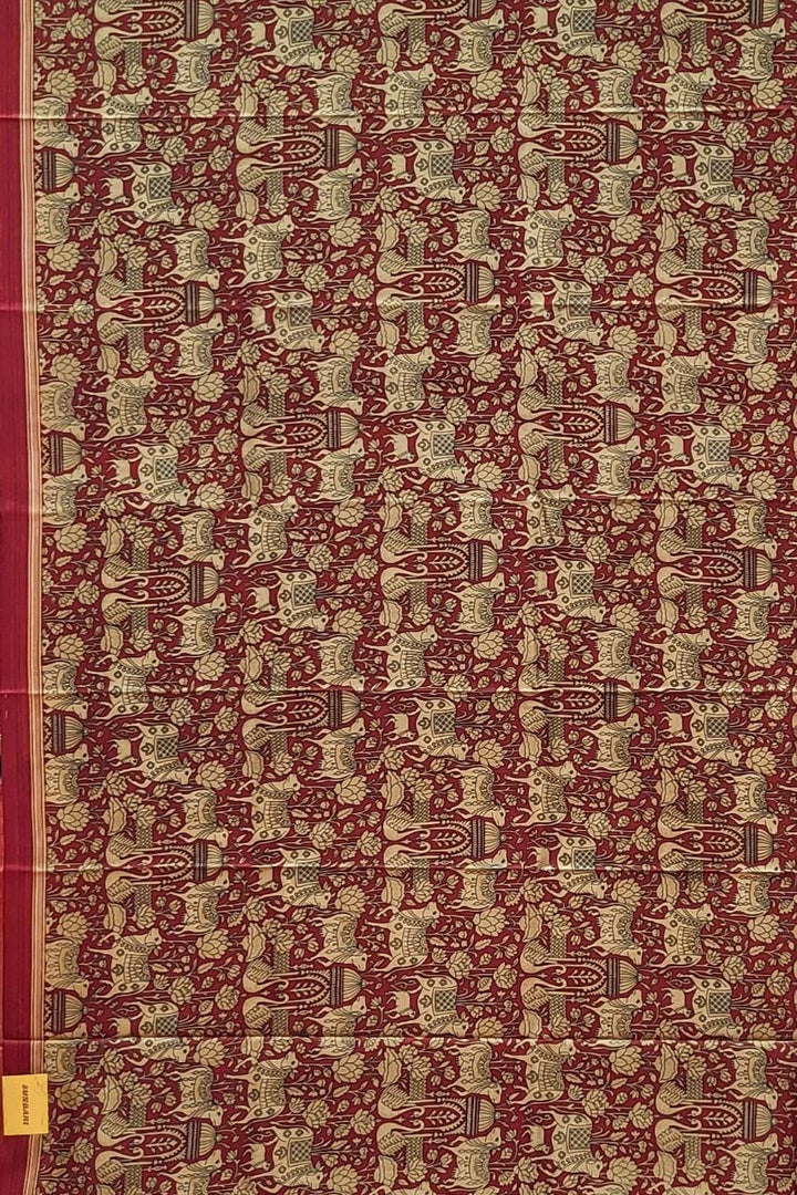 Printed Mulberry Silk Saree Cow Motifs