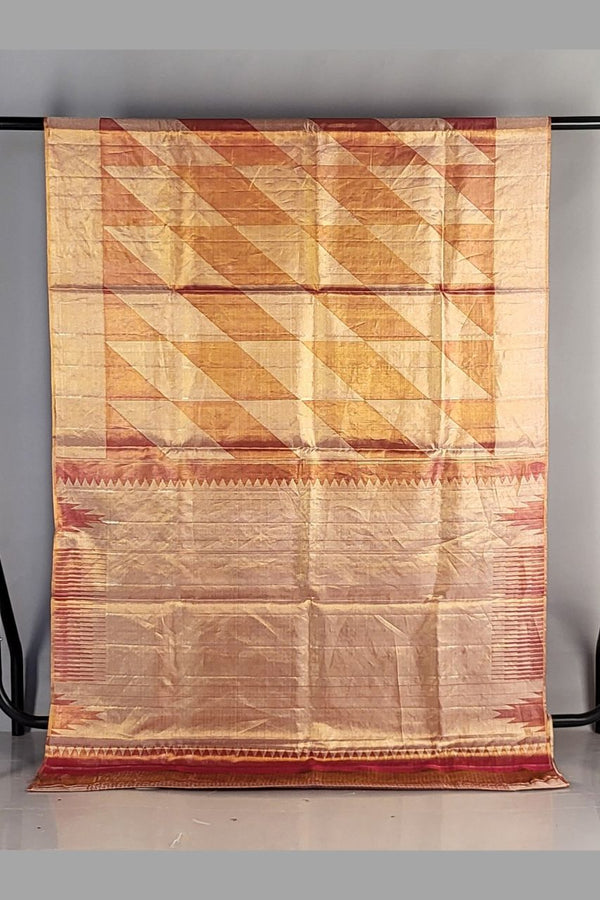 Pure Kanjivaram Silk Saree with Fine Weave- Golden