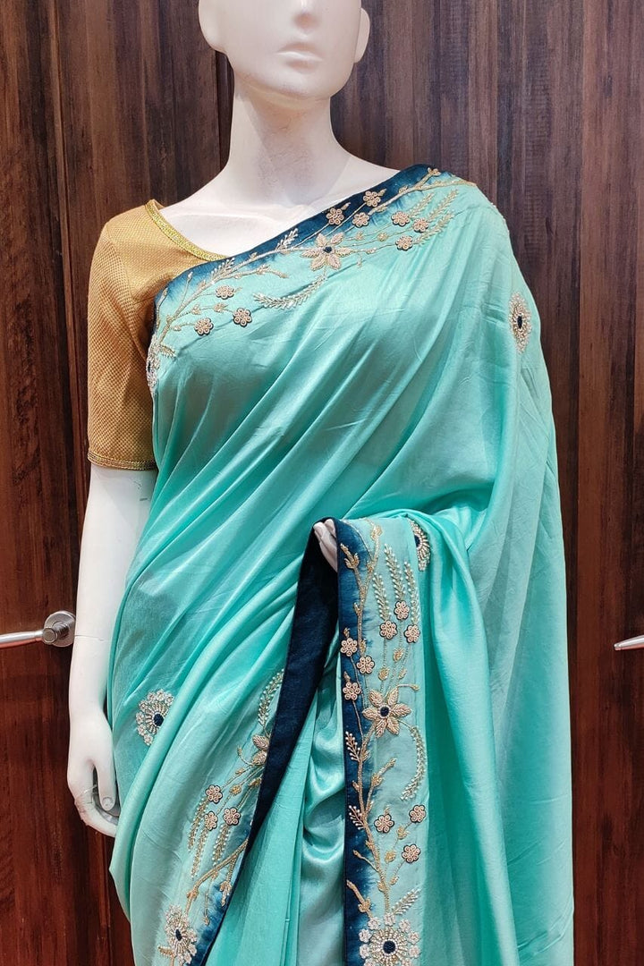 Silk Saree with Zardosi Embroidered 