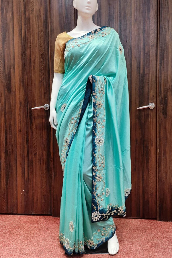 Silk Saree with Zardosi Embroidered Border