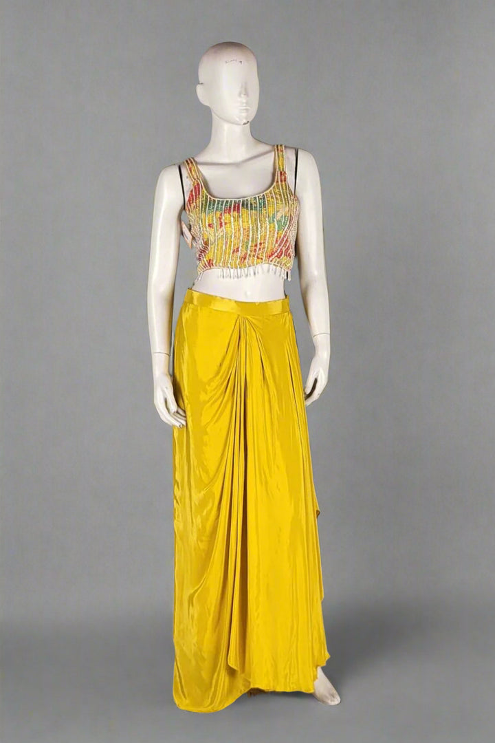 Indo Western Dhoti Style Skirt with Long Shrug