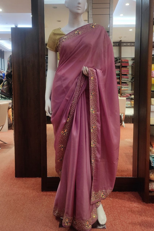 Soft Organza Saree In Pink Color