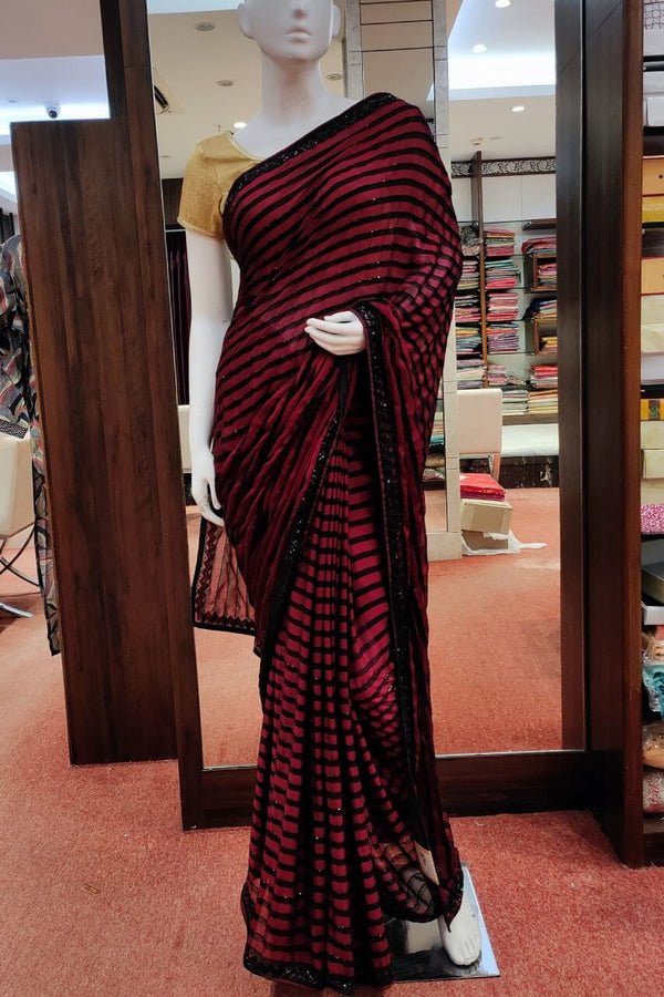 Striped Georgette Saree