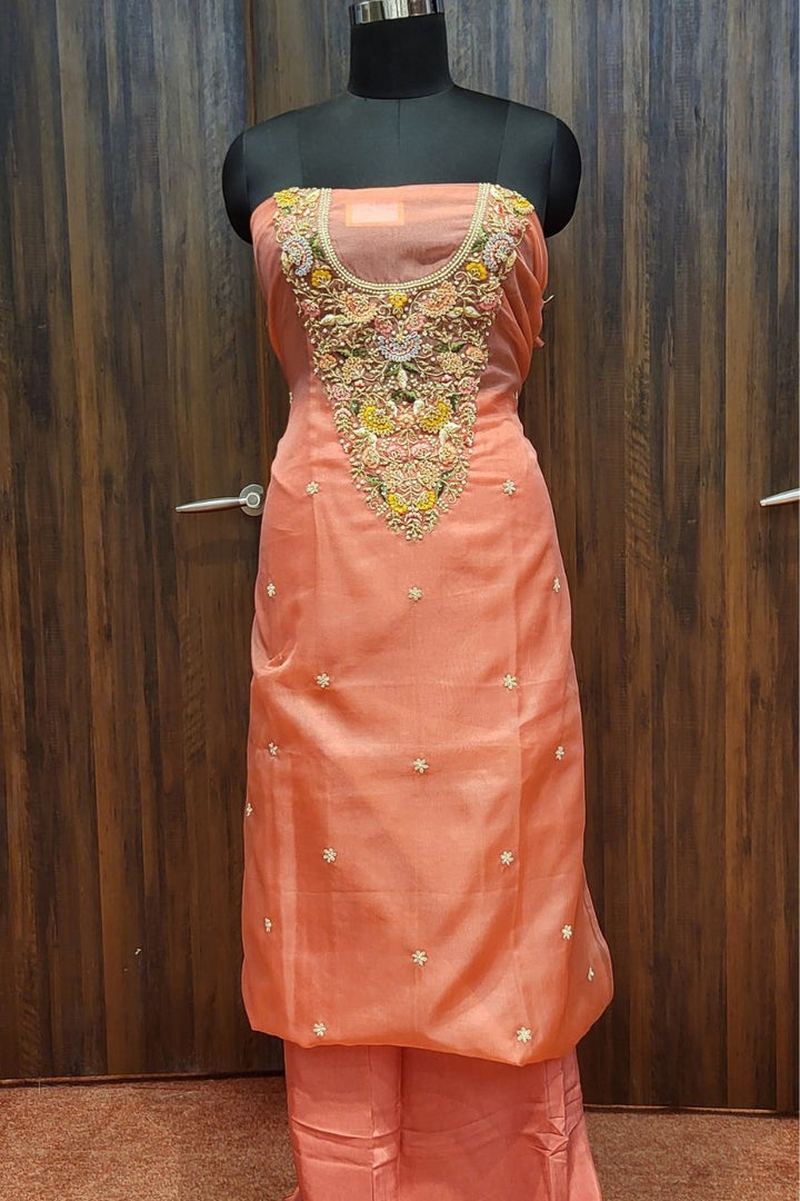 3 Piece Suit For Women With Embroidered Yoke