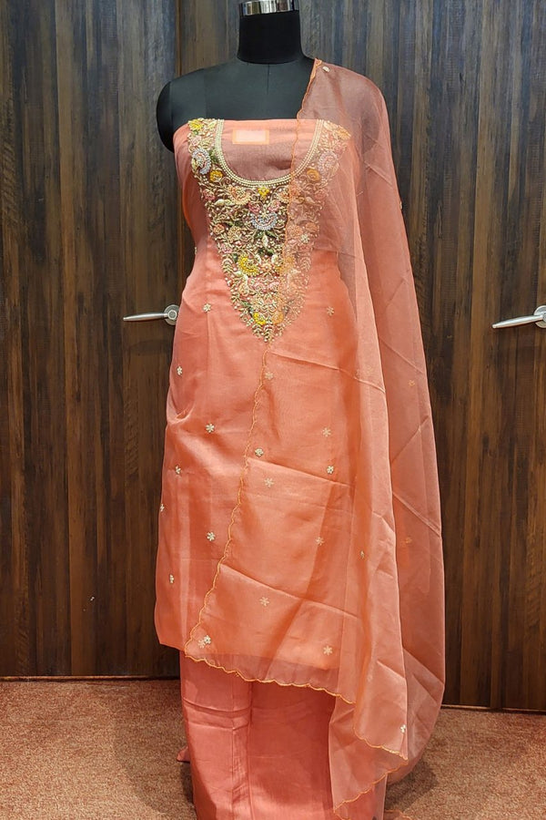 3 Piece Suit For Women With Embroidered Yoke
