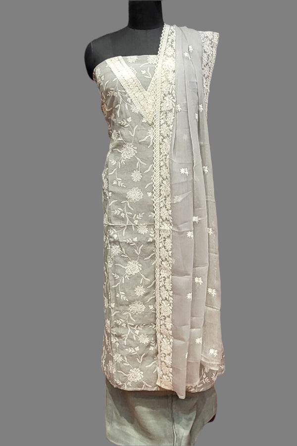 Silk Cotton Dress Material with Dupatta