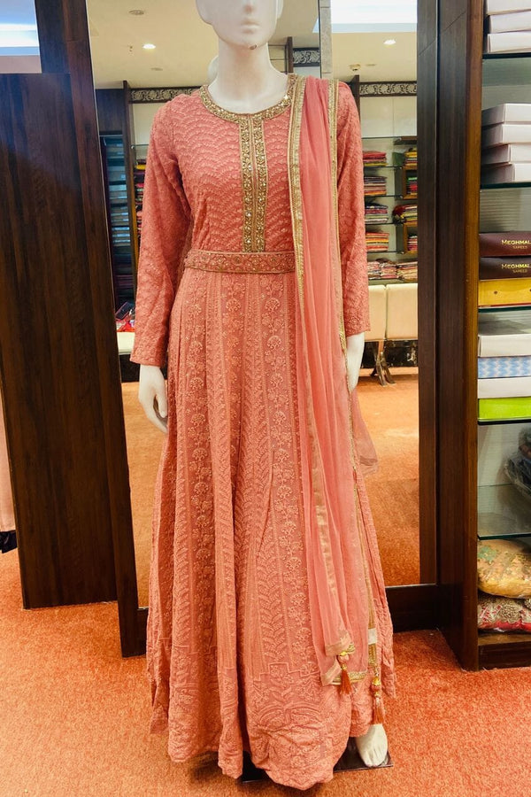Suit Style Gown In Peach Color