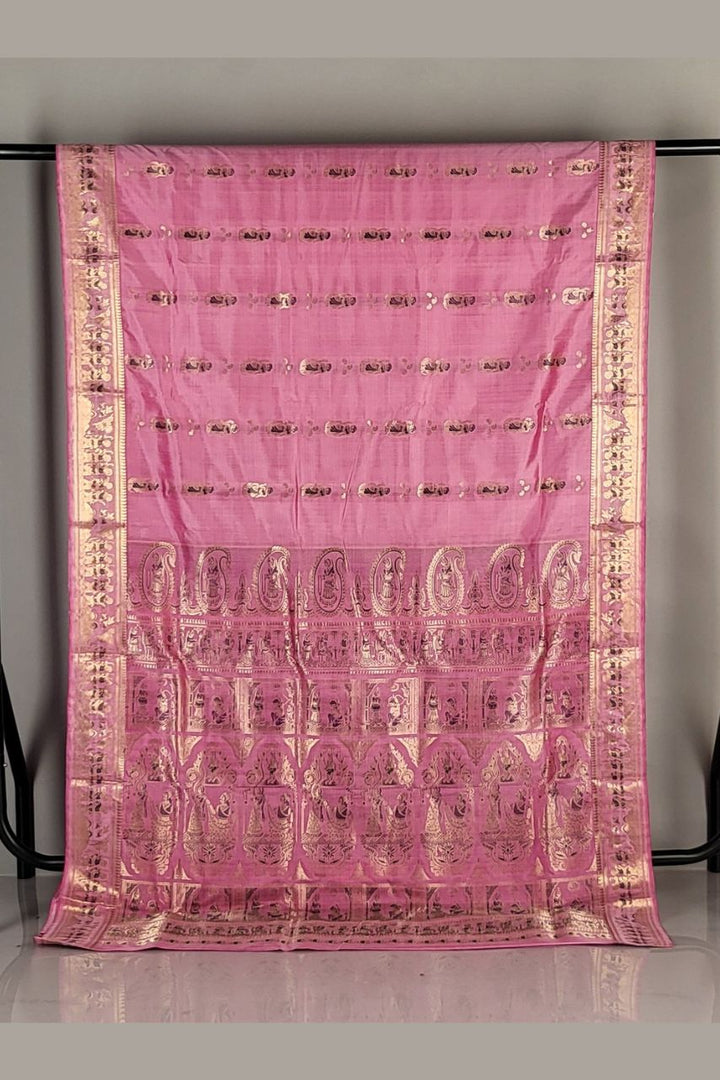 Bengals Swarnachari Saree in Pink Colour
