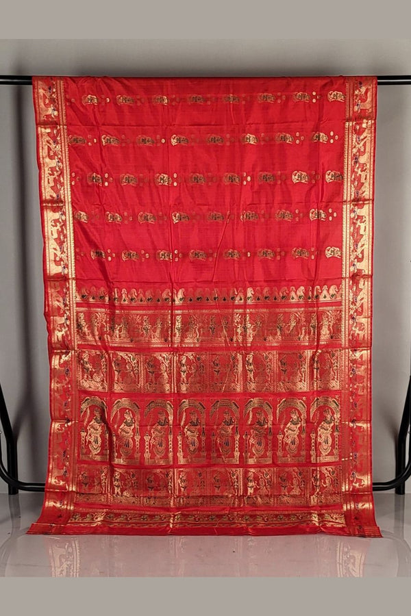 Swarnachari Saree in Bengali Red Colour