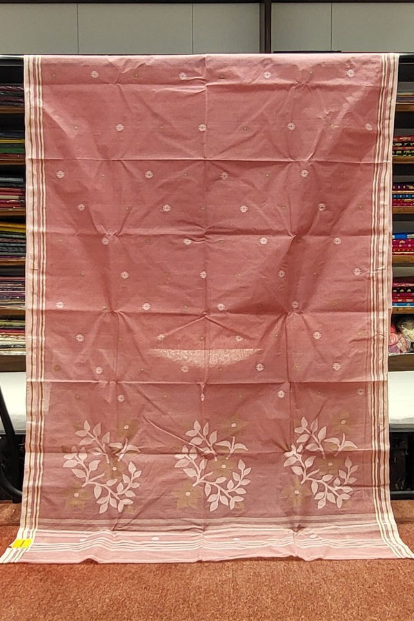 Fulia Tant Saree With With Handwoven Booti Work