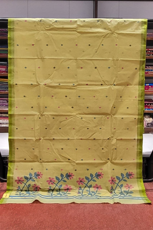 Handloom Cotton Tant Saree with Colourful Booti Thread Work