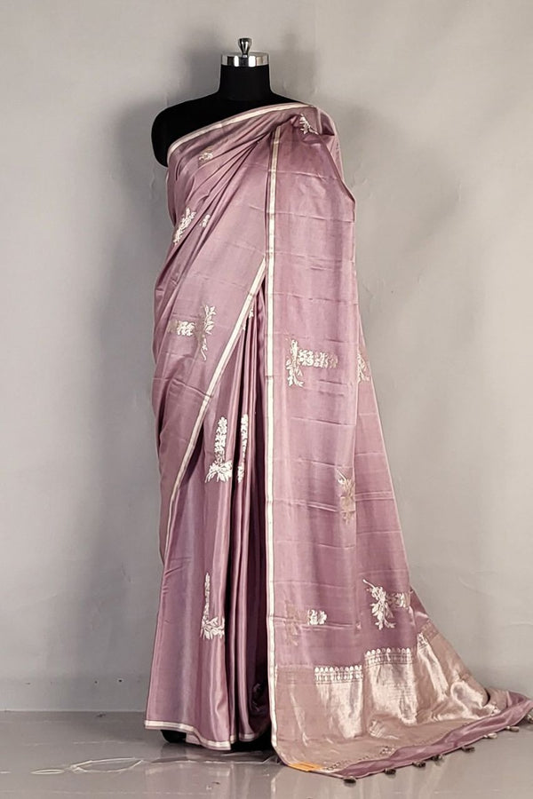 Thin Border Saree In Katan Silk Fabric- Festive Wear