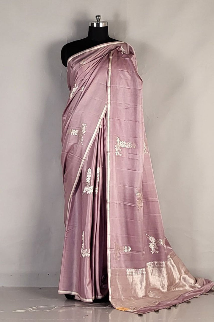 Thin Border Saree In Katan Silk Fabric- Festive Wear