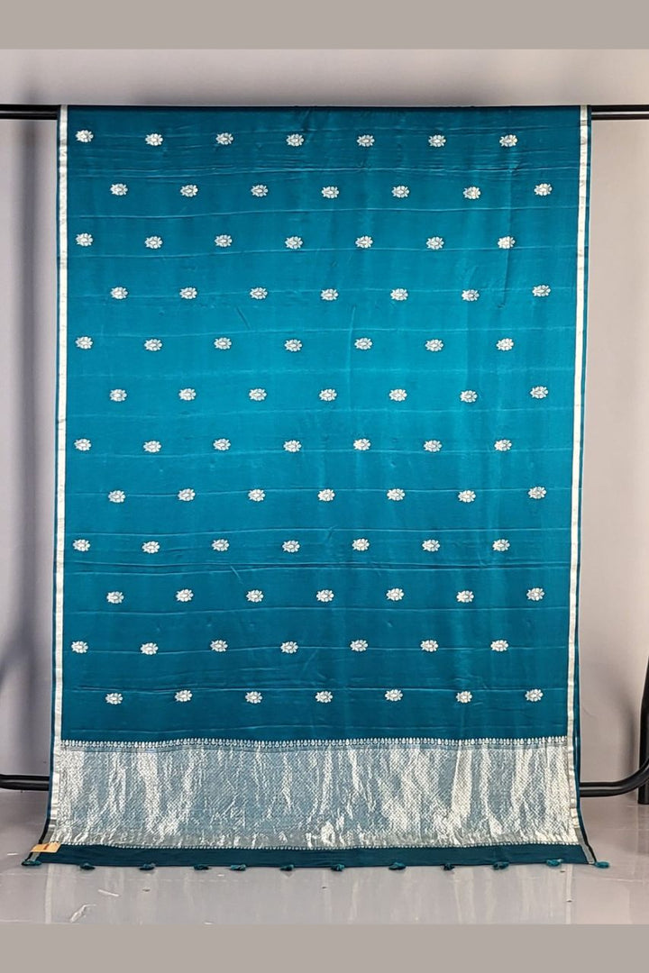 Thin Border Silk Saree with Booti Work