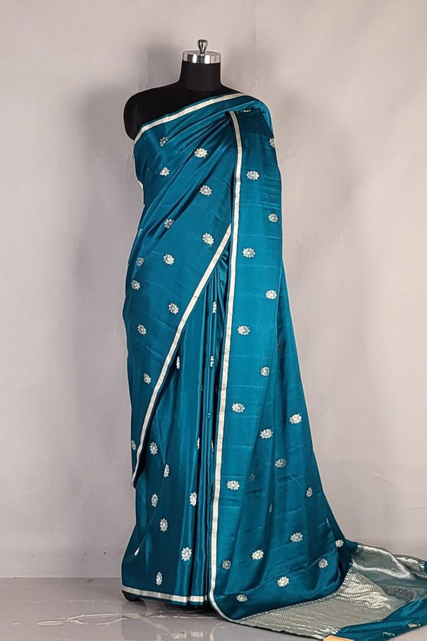 Thin Border Silk Saree with Booti Work