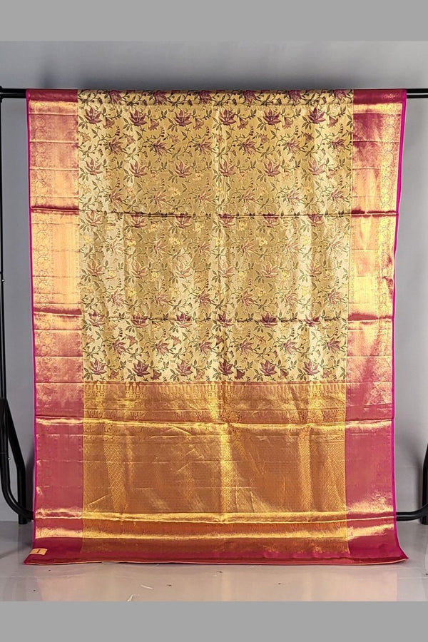 Bridal Saree in Tissue Kanjivaram Silk Saree- Golden