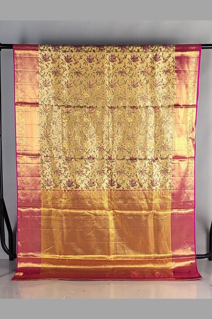 Bridal Saree in Tissue Kanjivaram Silk Saree- Golden