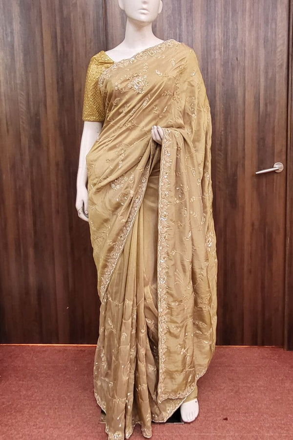 Tissue Silk Saree In Beige Color