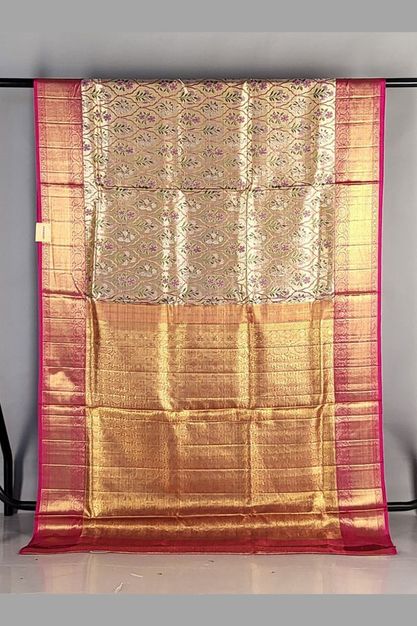 Wedding Kanjivaram Silk Saree in Tissue- Golden