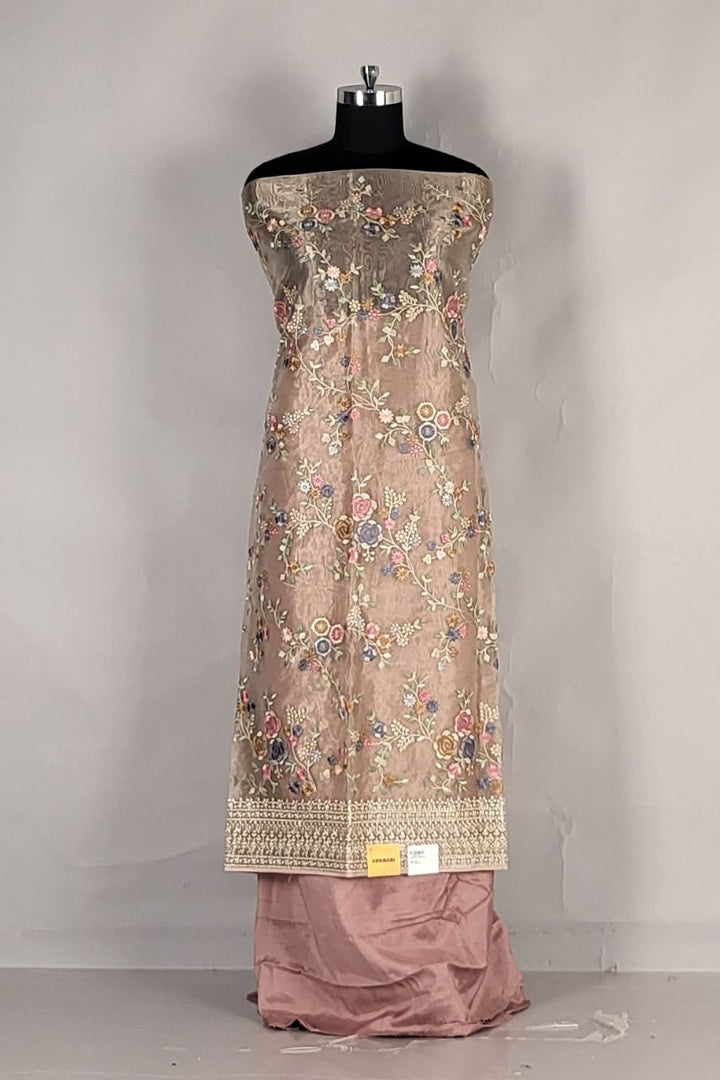 Party Wear Salwar Suit Piece in Tissue Fabric