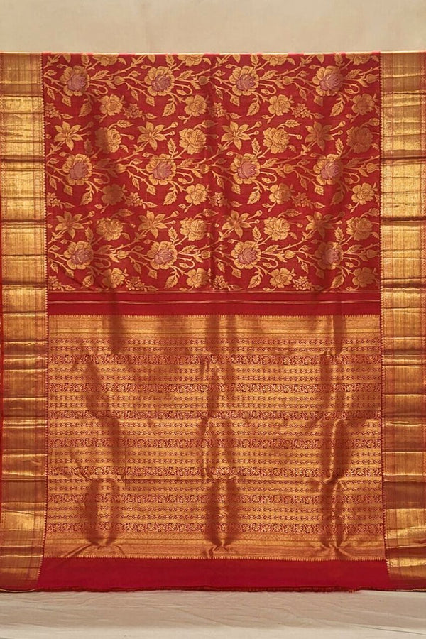 Tissue Kanjivaram Silk Saree With Floral Jaal Work