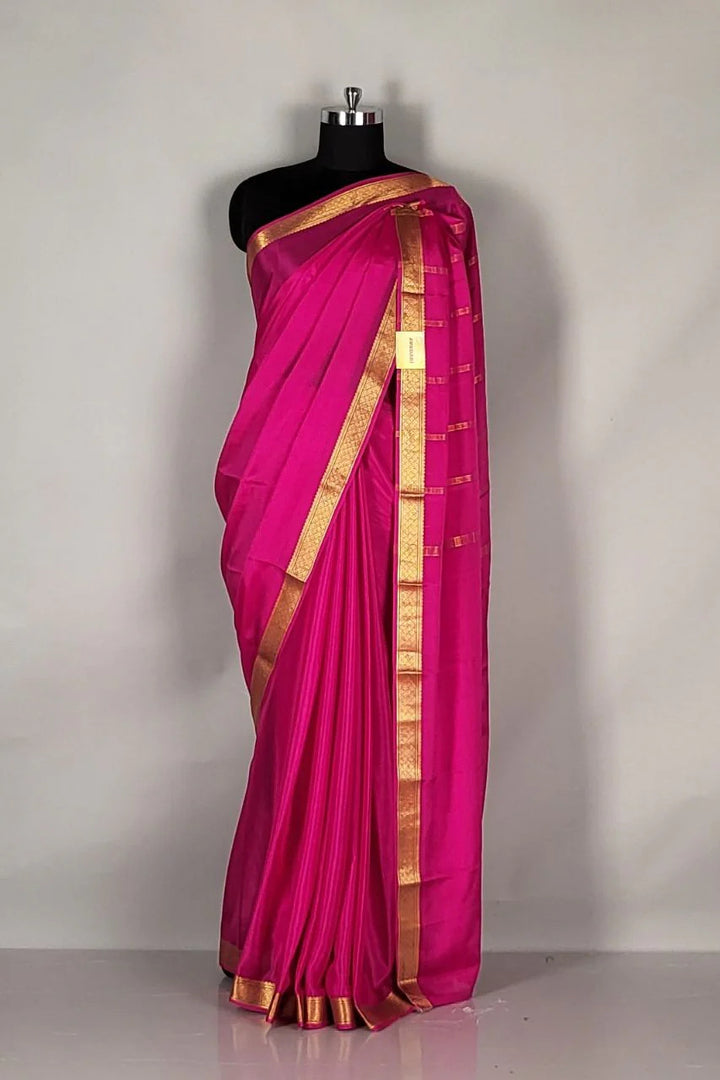 Traditional Pink Silk Saree – Durga Puja Look