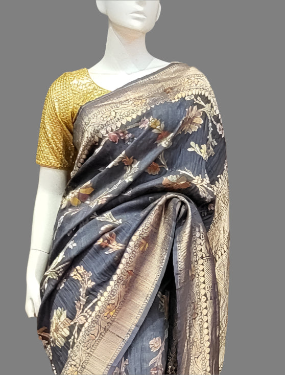 Wedding Saree in Tussar Khaddi Fabric