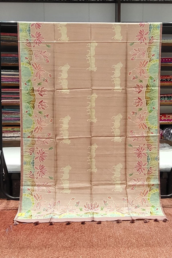 Tussar Saree With Animal Printed