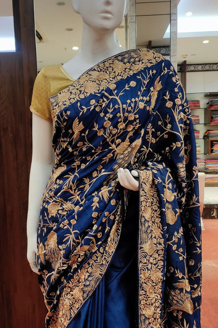 Tussar Silk Saree In Blue 