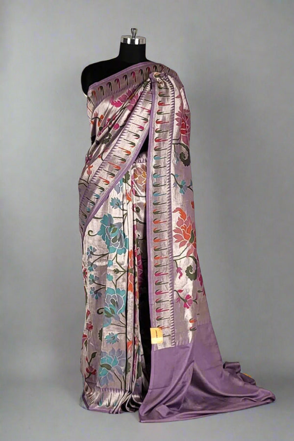 Meenakari Tissue Tussar Saree for Festivals
