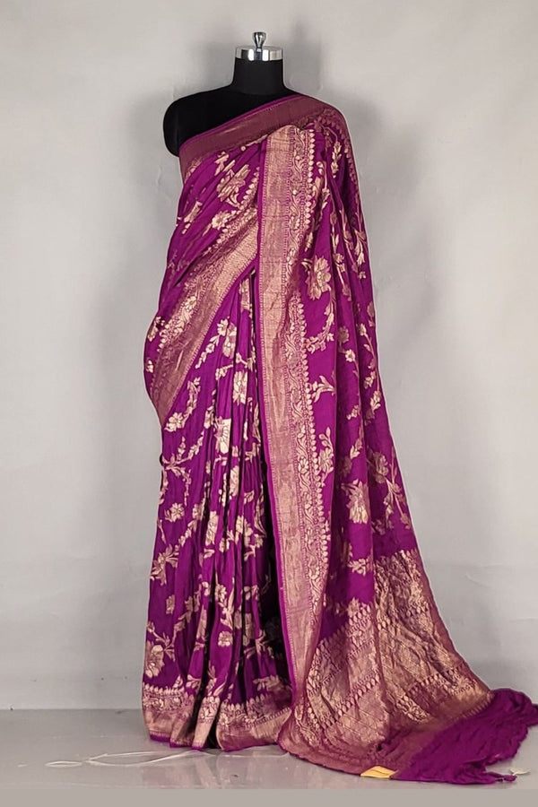 Tussar Khaddi Saree for Wedding- Rich Purple